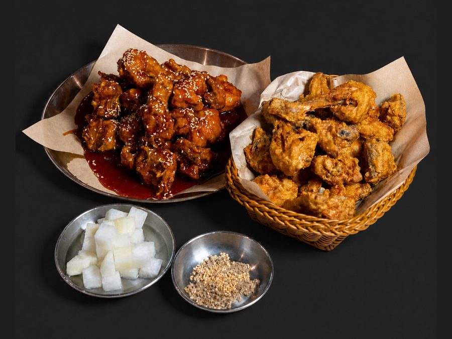 양념치킨 + 후라이드치킨